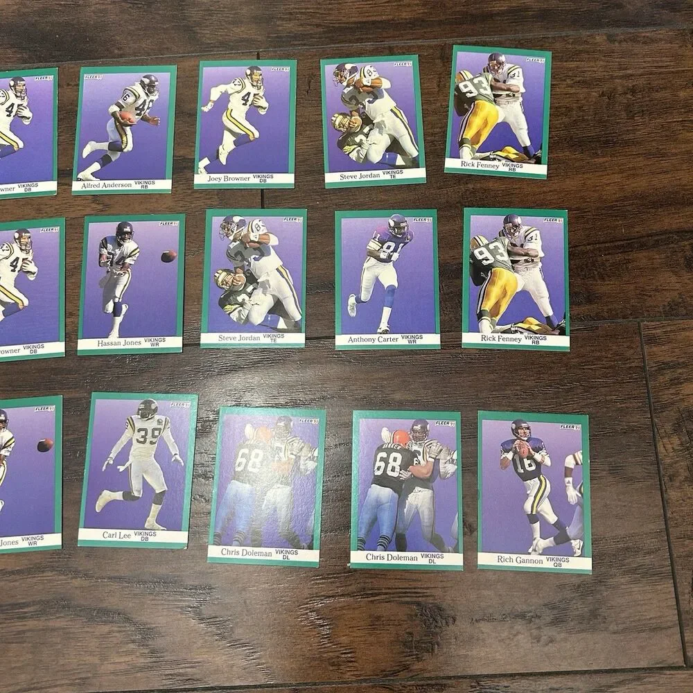 1991 Minnesota Vikings Football Card Lot Of  19 Trading Cards